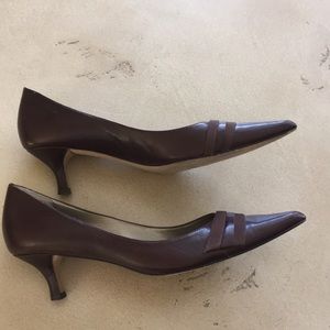 Brown Pointy Toe Kitten Heel